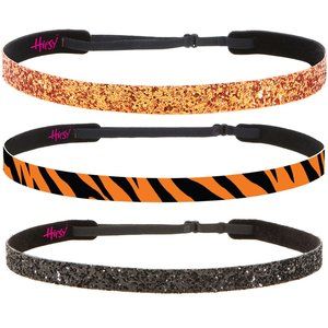 Hipsy 3-Pk Bengal Tiger & Bling Glitter Super bowl Adjustable No Slip Headbands